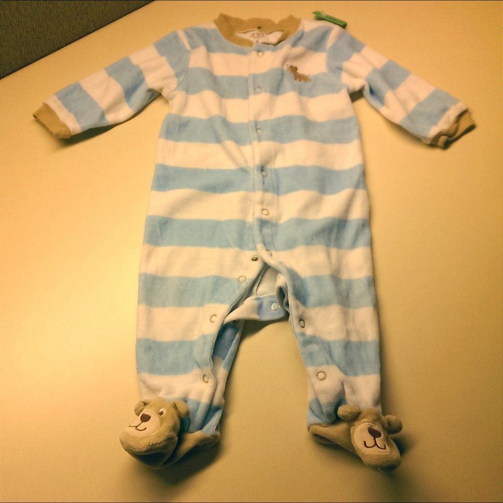 CARTER'S 9-MONTH BOY MIXED STRIPE BEAR ONESIE EUC